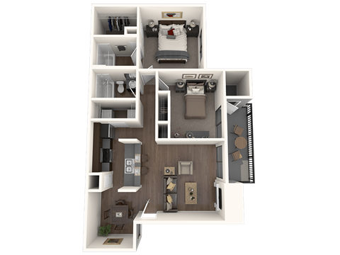 Floor plan for 2 beds, 2 baths, 900 sqft